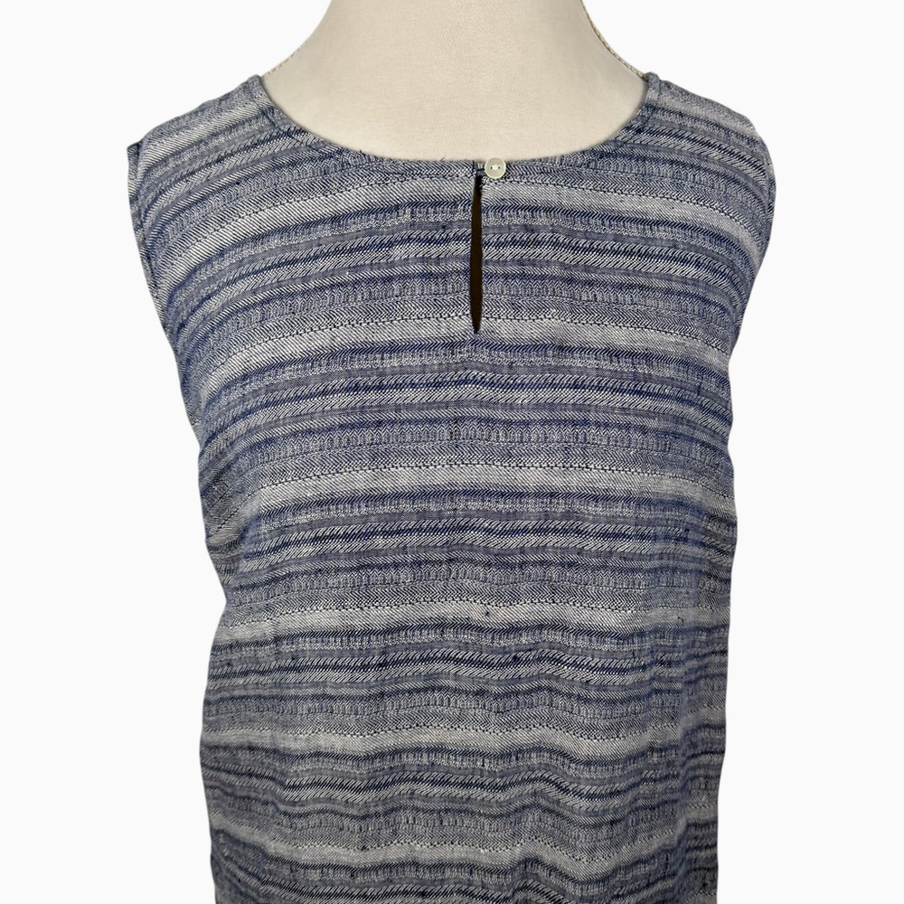 Pure J. Jill Linen Shift Maxi Dress Key-Hole Sleeveless Pocket Sapphire Size XL - Picture 3 of 9